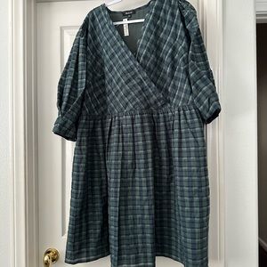 Madewell Marianna puff sleeve mini dress plaid